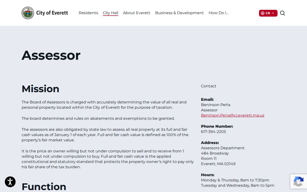 Everett residents directory Assessor office and property records information