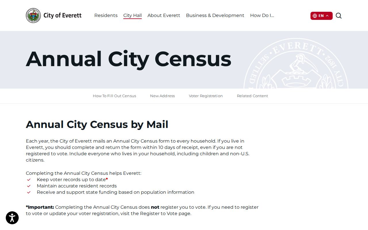 Everett residents directory annual city census instructions