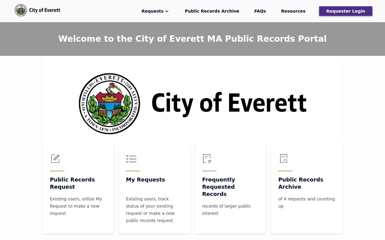 Everett residents directory municipal public records request portal
