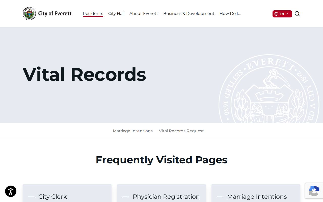 Everett residents directory vital records ordering information
