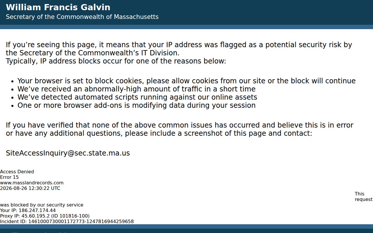 Everett neighbors block research showing the Middlesex South MassLandRecords search controls